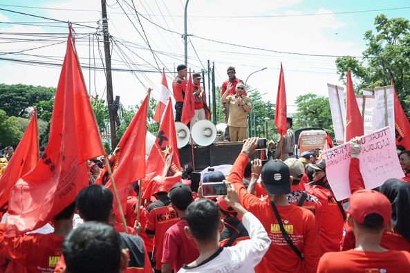 Kongres Aliansi Serikat Buruh Indonesia Kabupaten Muba Turun Ke Lapangan Sampaikan Aspirasi 