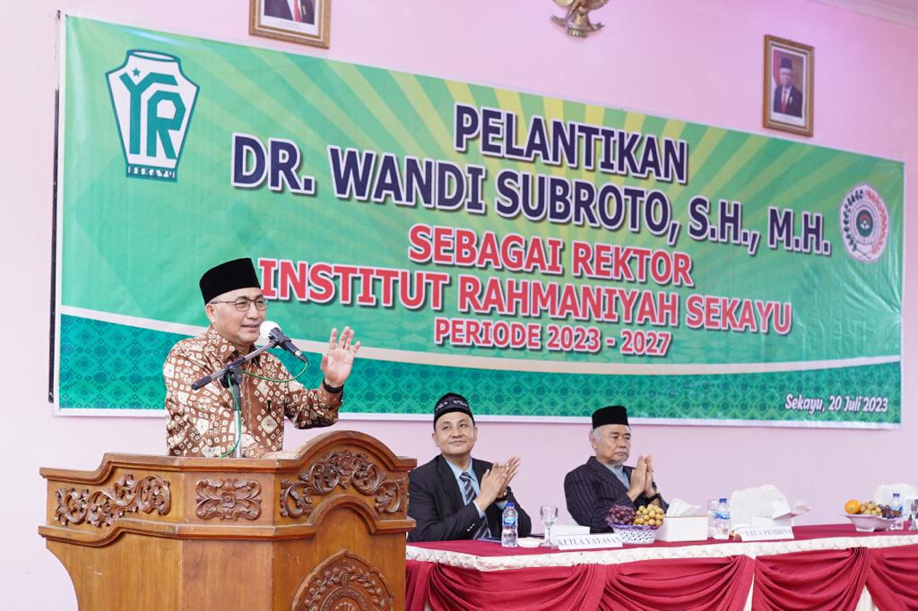 Pj.Bupati Muba Hadiri Pelantikan Rektor Institut Rahmaniyah Sekayu